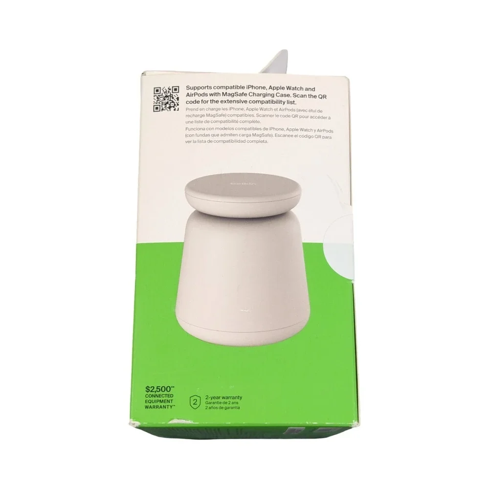BbO Belkin BoostCharge Pro 2-in-1 Wireless Charge Dock Magsafe 15W Sand New Open